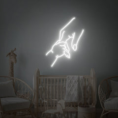Mother Holding Kids Hand Neon Sign