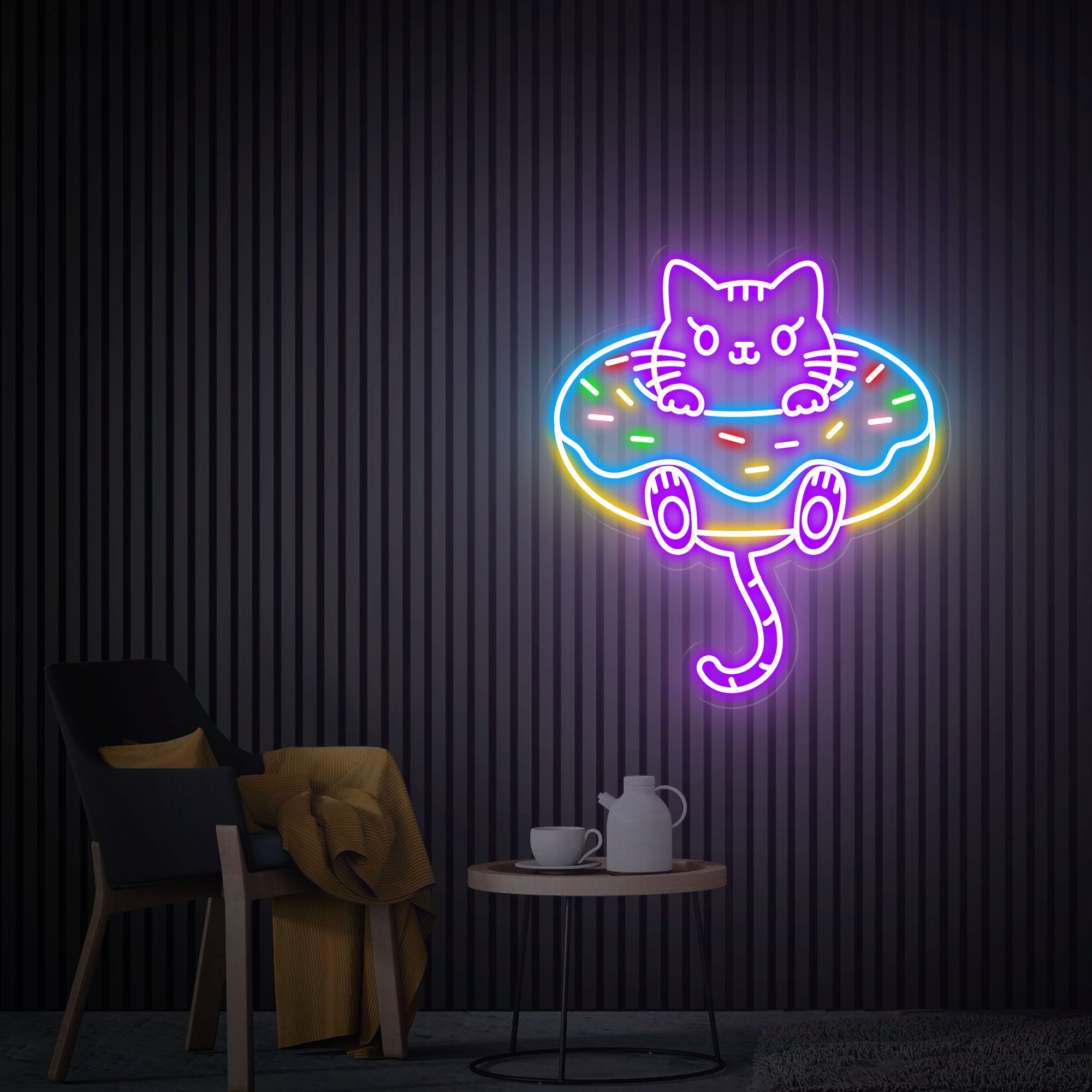 Cat Donut Neon Sign