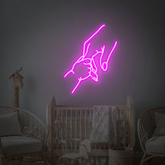 Mother Holding Kids Hand Neon Sign